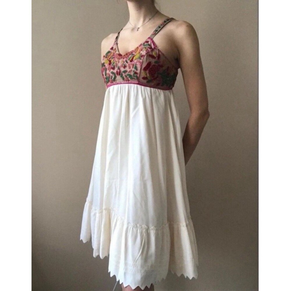 Anthropologie Zehavale Norrbotten Dress Beaded Embroidered Swedish Style 6 FLAWS